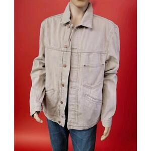 Zara man Quality denim stuff tan buttons up Rare Casual jacket XL #WM1